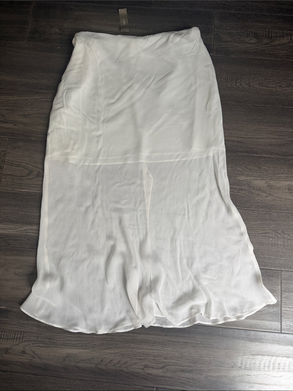 J Crew White Satin Midi Skirt